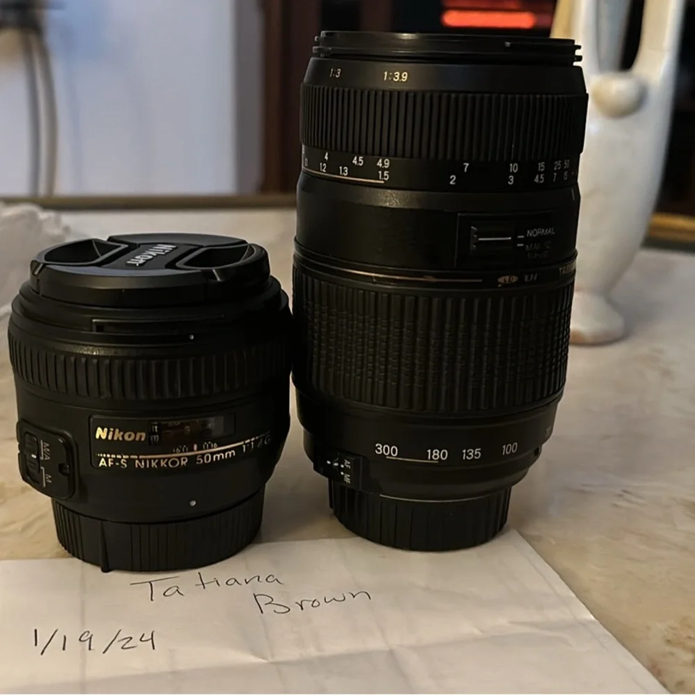 Nikon 50mm lens and Tamron 70-300mm lens